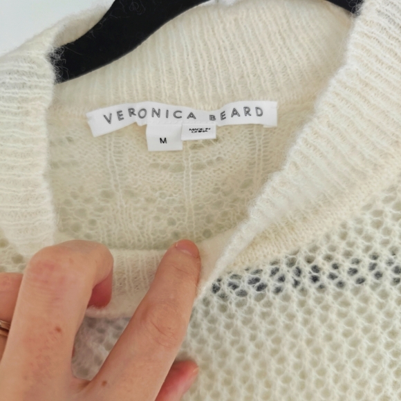 Veronica Beard Makani Pointelle Knit Pullover Sweater Medium Ivory - Picture 5 of 6